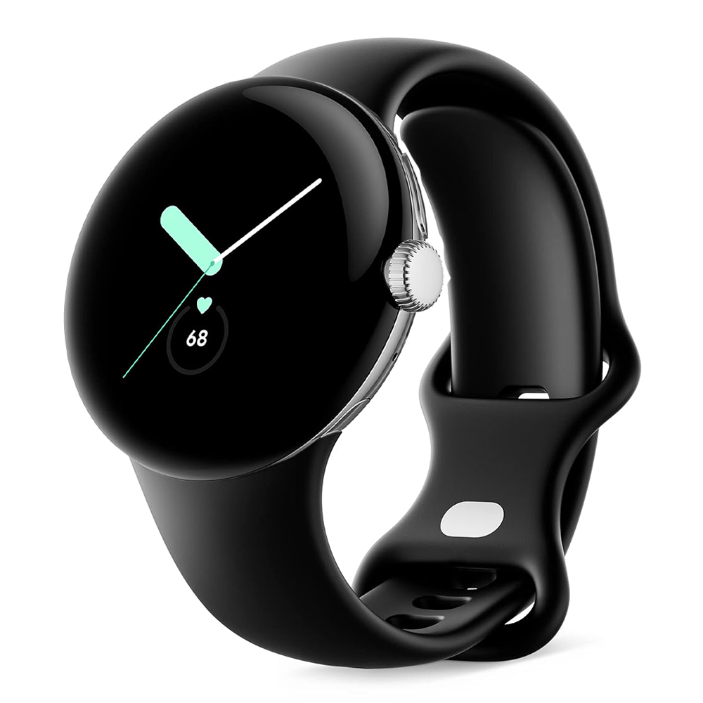 Google Pixel Watch 1 41mm – Polished Silver Stainless Steel/Black Sport Band — Heavy Scratches (AS-IS)