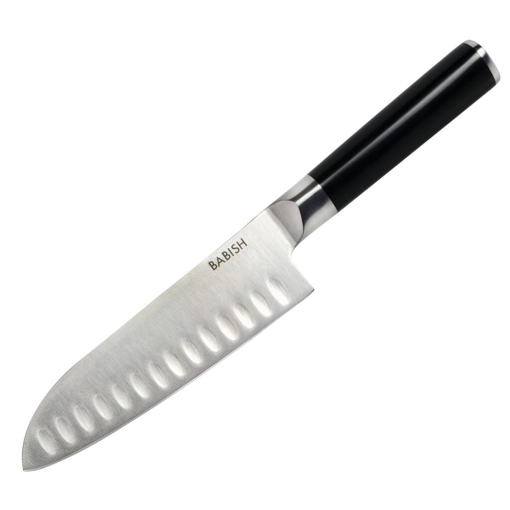 Babish 6.5 Inch High-Carbon Stainless Steel Full Tang Santoku Knife in Black