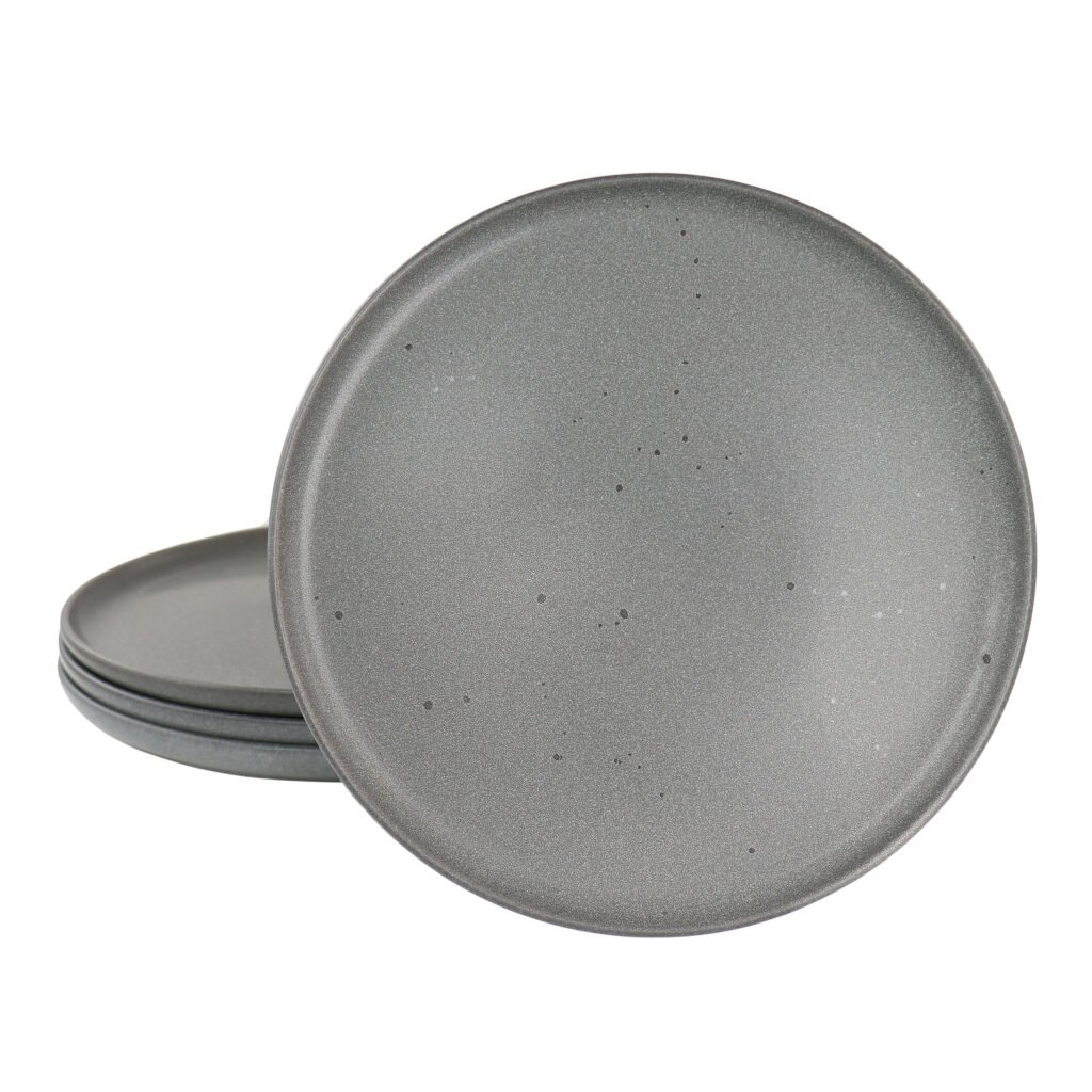 Our Table Landon 4 Piece 8.4 Inch Round Stoneware Salad Plate Set in Truffle