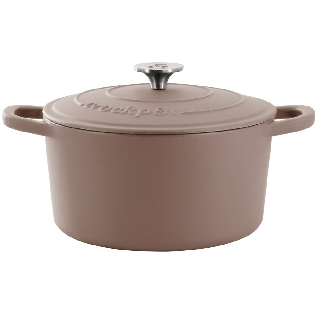 Crockpot Artisan 7 Quart Enameled Cast Iron Dutch Oven in Matte Dusty Pink