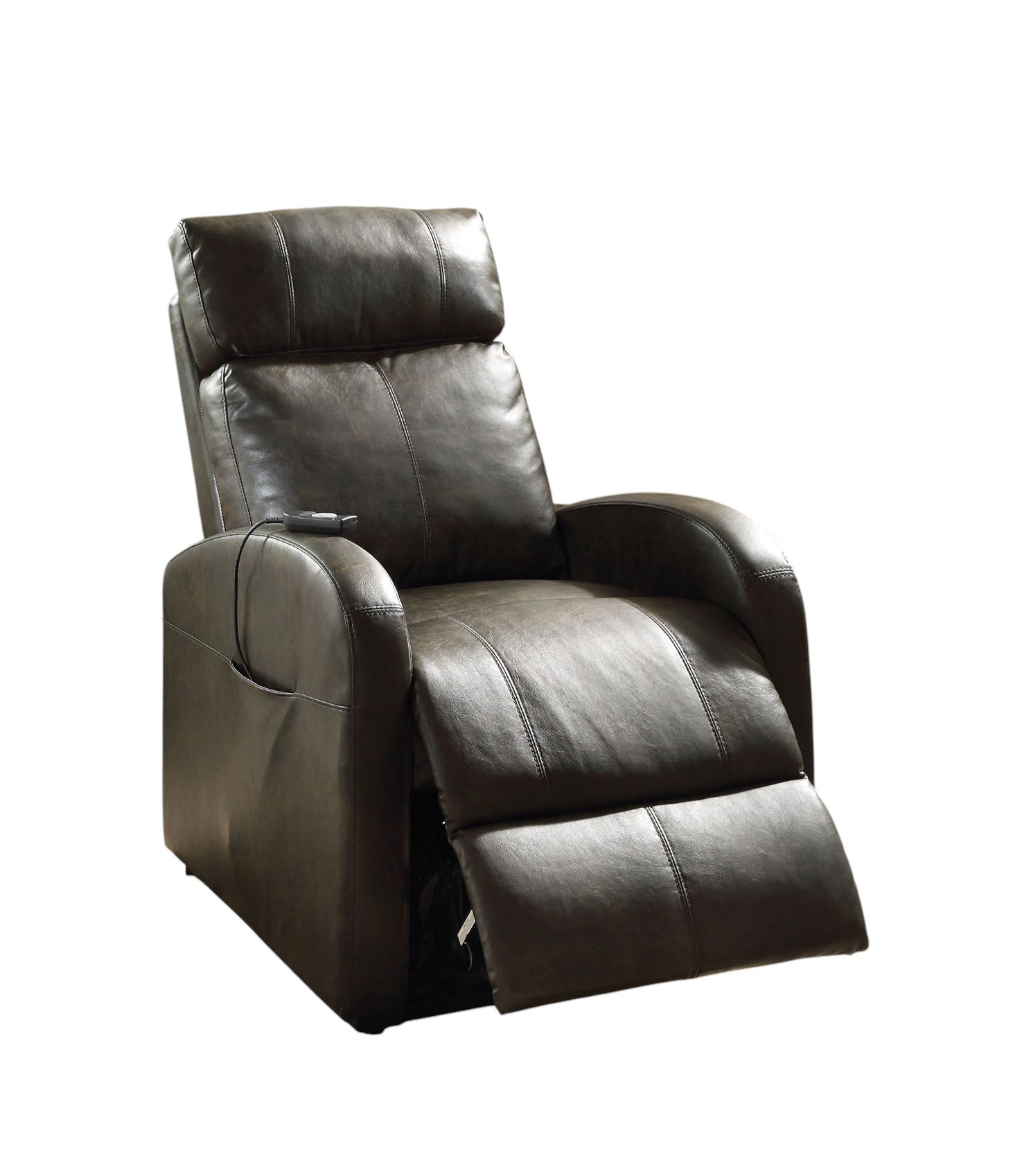 28" Gray Tufted Faux Leather Faux Leather Power Lift Assist Recliner - Image 2