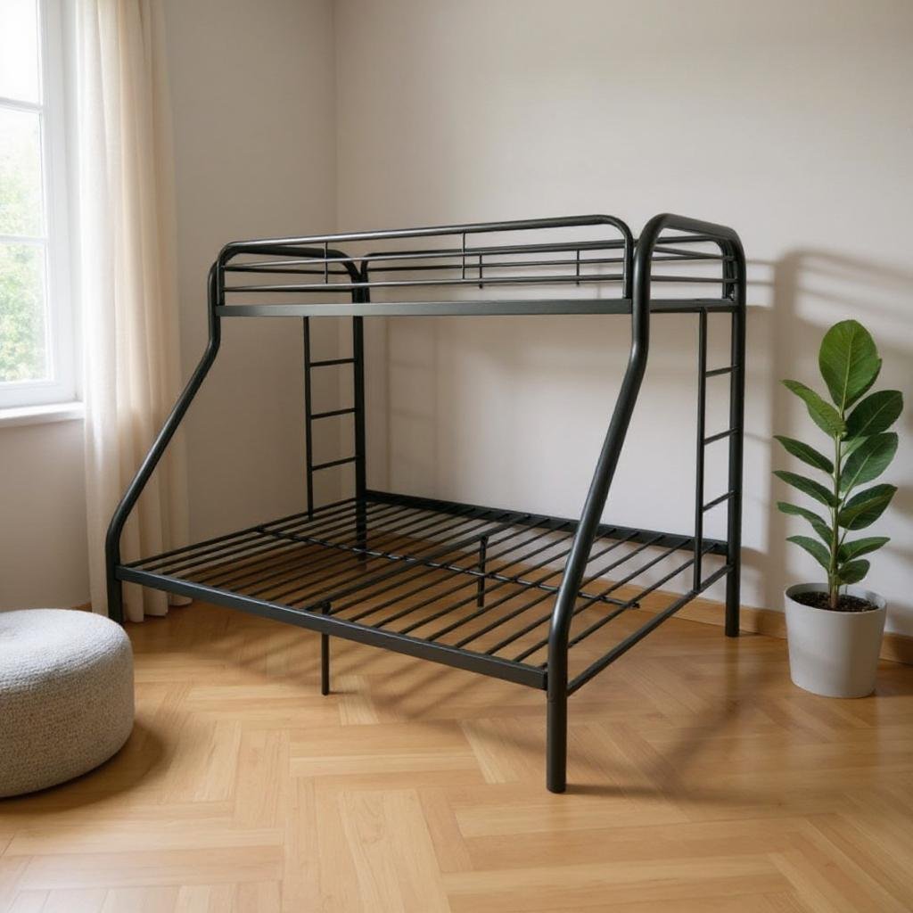 Black Twin Over Full Contemporary Metal Bunk Bed