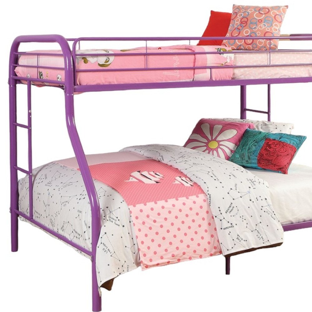 78" X 54" X 60" Twin Over Full Purple Metal Tube Bunk Bed - Image 4