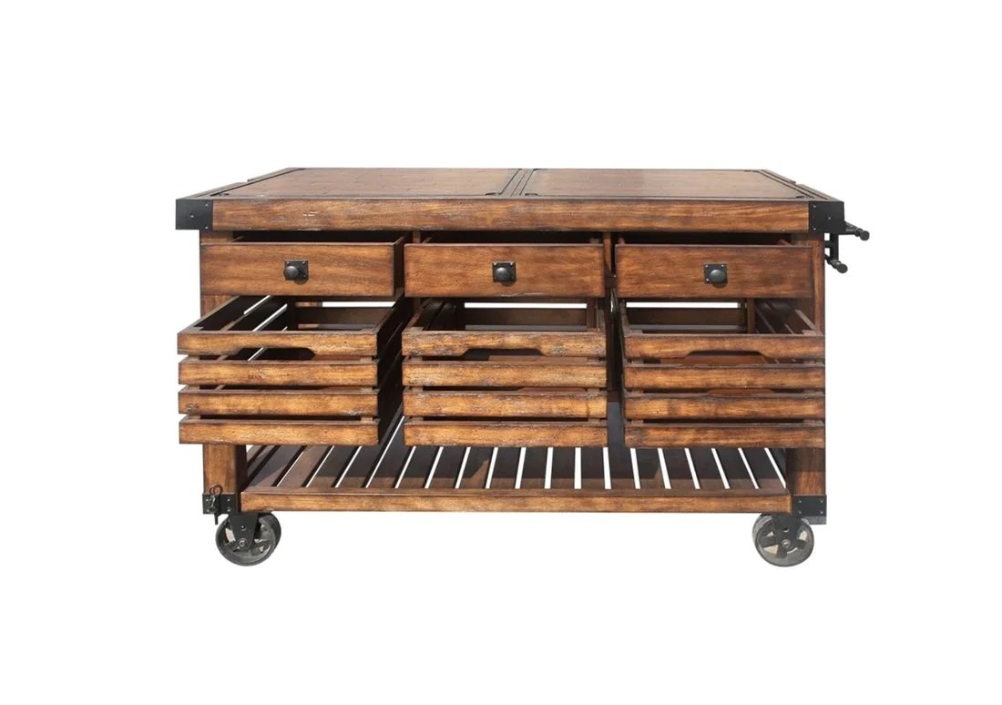 Brown 52" Rolling Kitchen Cart With Storage - Image 2