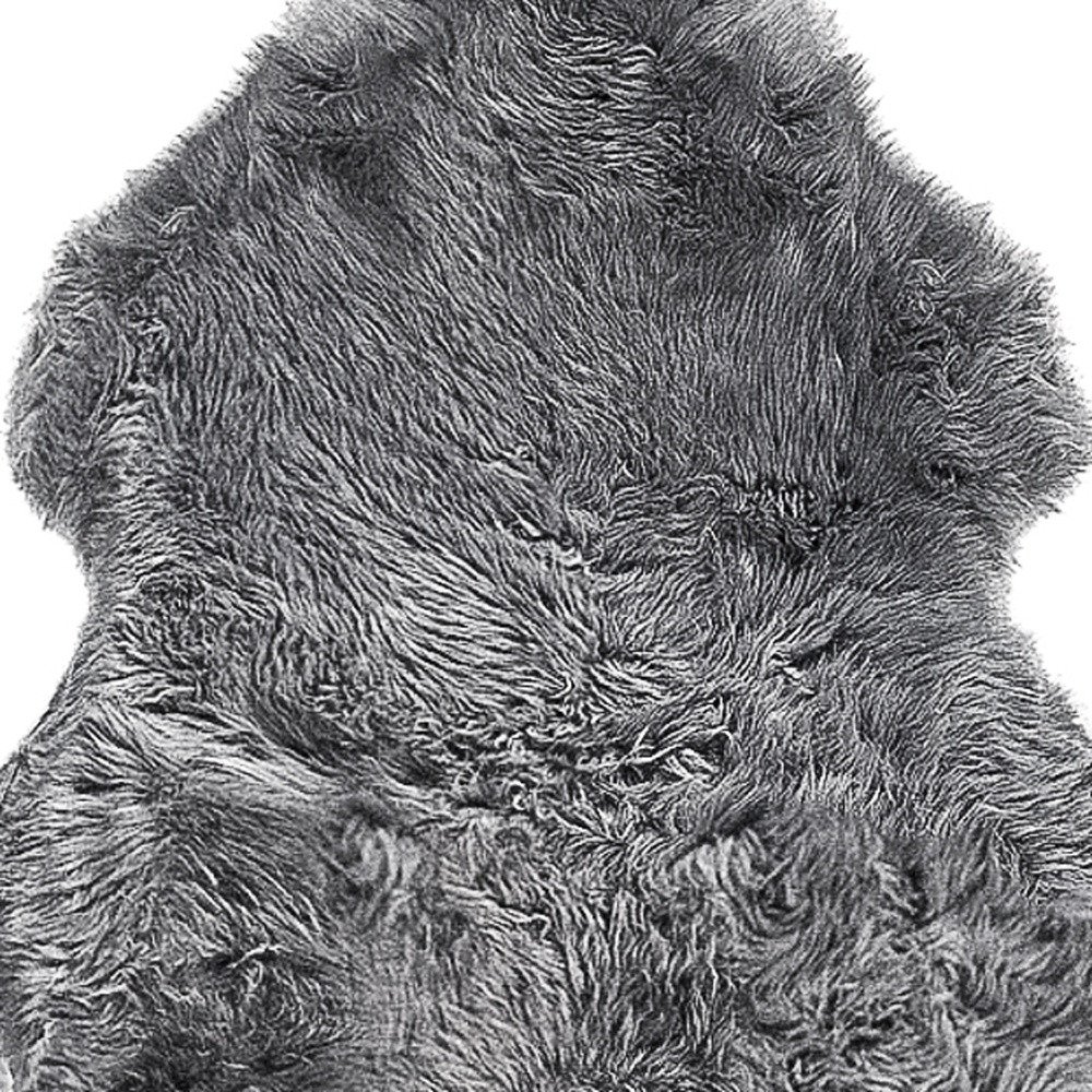 6' Gray Genuine Sheepskin Animal Print Shag Area Rug - Image 6