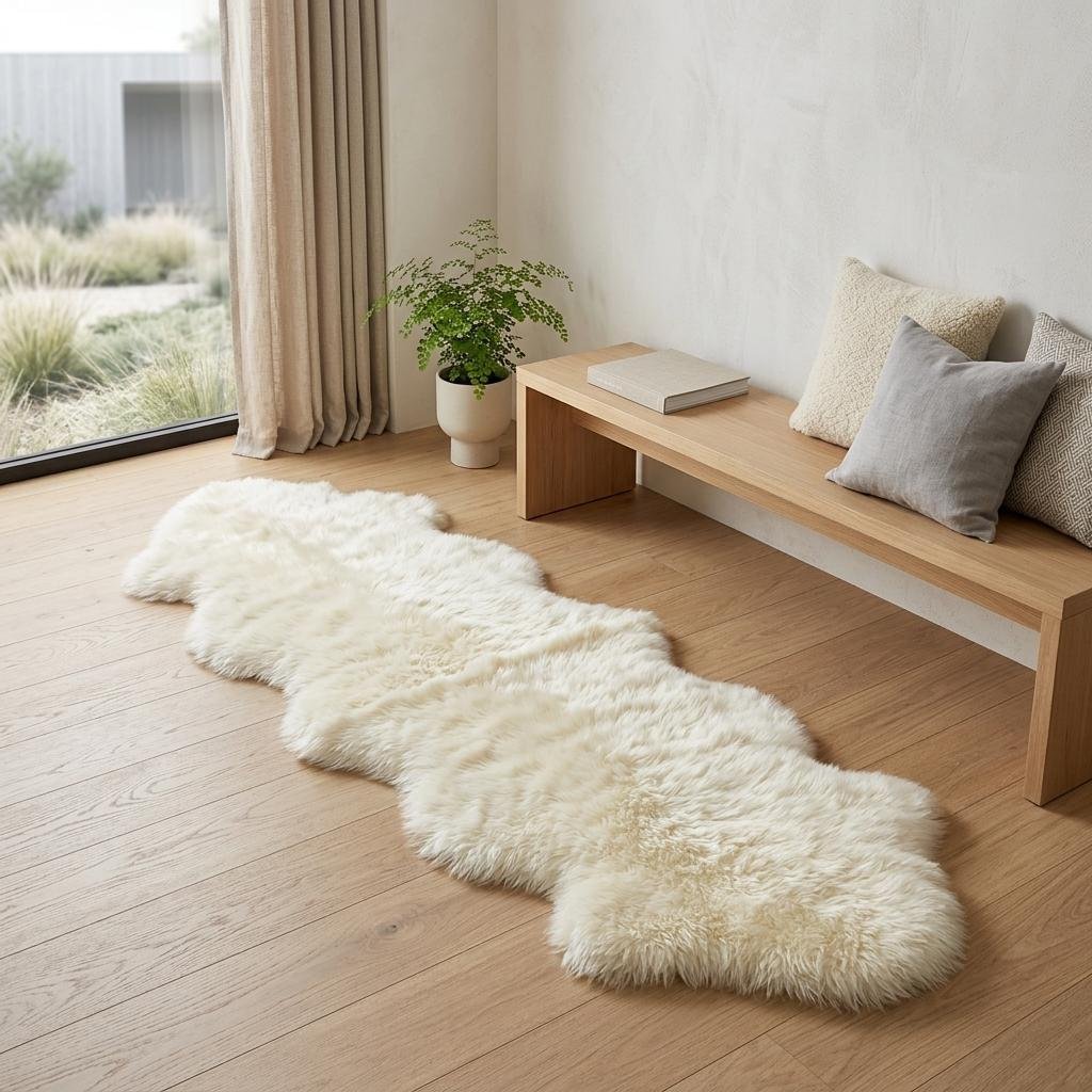 6' Natural Genuine Sheepskin Animal Print Shag Area Rug - Image 2
