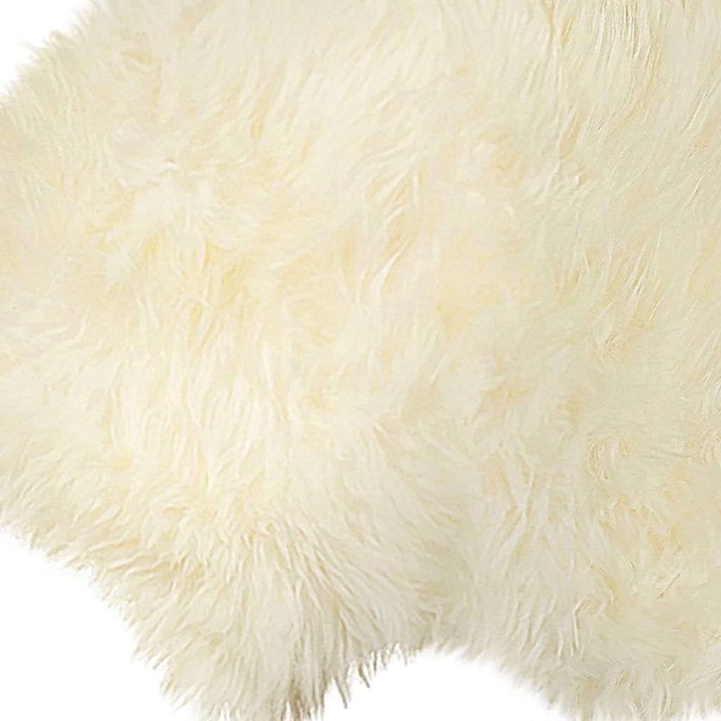 6' Natural Genuine Sheepskin Animal Print Shag Area Rug - Image 5