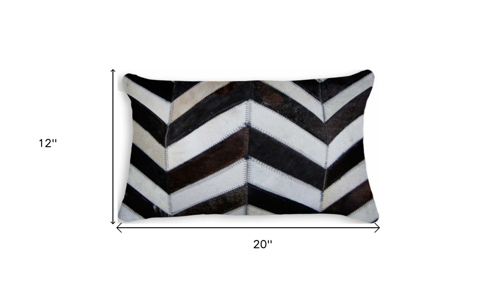 12" X 20" Chocolate Brown and Off White Chevron Cowhide Throw Pillow - Image 6