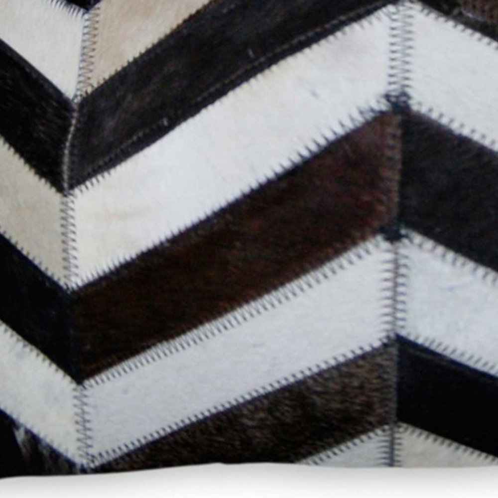 12" X 20" Chocolate Brown and Off White Chevron Cowhide Throw Pillow - Image 4