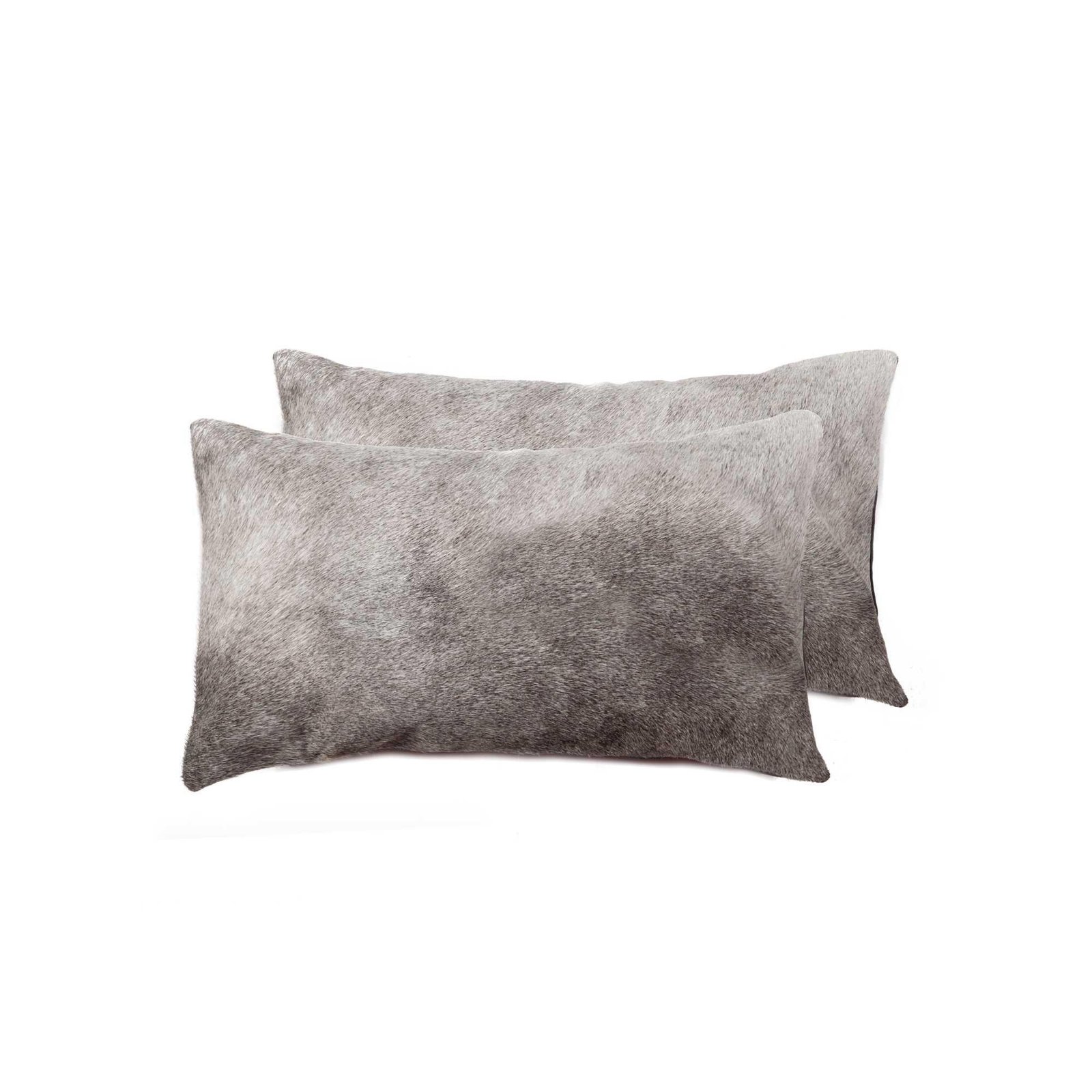 Set of Two 12" X 20" Gray Cowhide Throw Pillow - Image 3