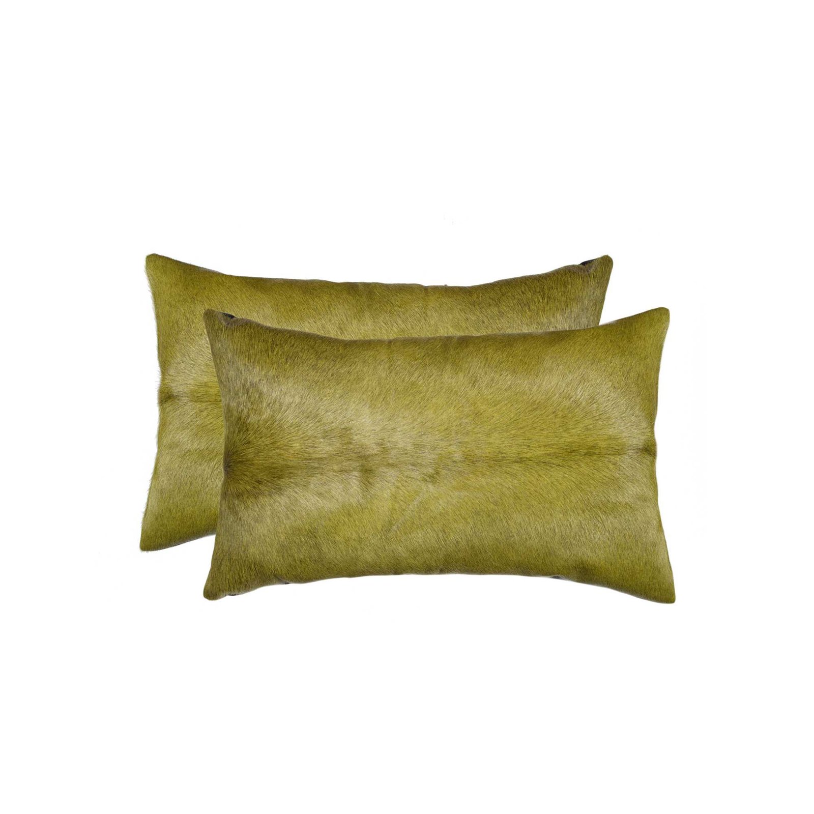 Set of Two 12" X 20" Lime Green Cowhide Throw Pillow - Image 2