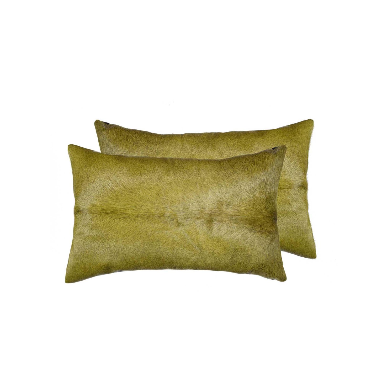 Set of Two 12" X 20" Lime Green Cowhide Throw Pillow - Image 3