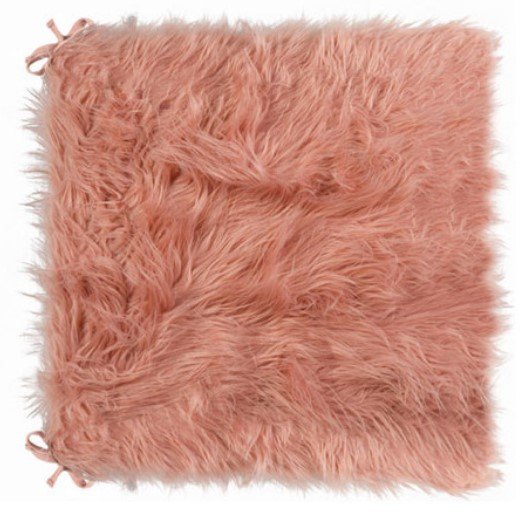 Set of Two 16" X 2" Pink Faux Fur Dining Chair Pads - Image 3