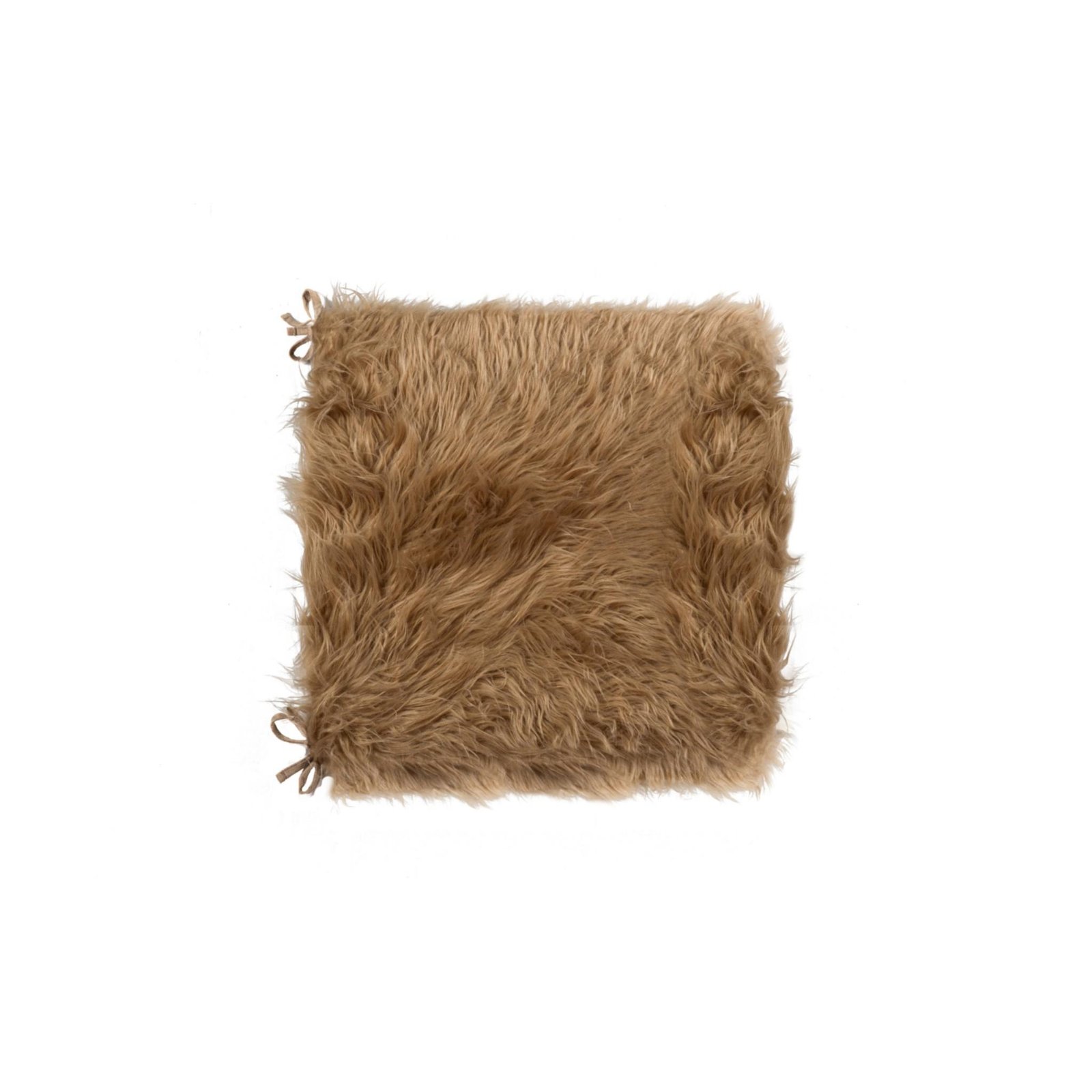 Set of Two 16" X 2" Tan Faux Fur Chair Pads - Image 3