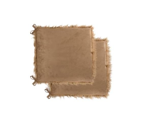 Set of Two 16" X 2" Tan Faux Fur Chair Pads - Image 4