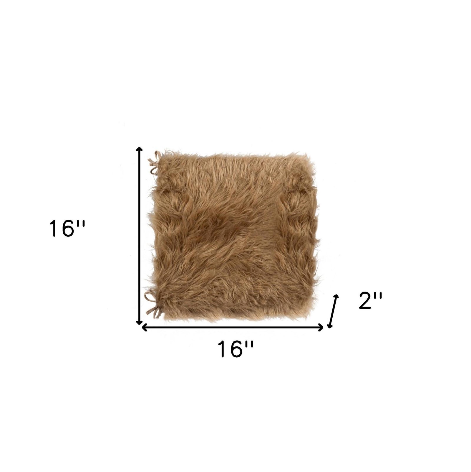 Set of Two 16" X 2" Tan Faux Fur Chair Pads - Image 9