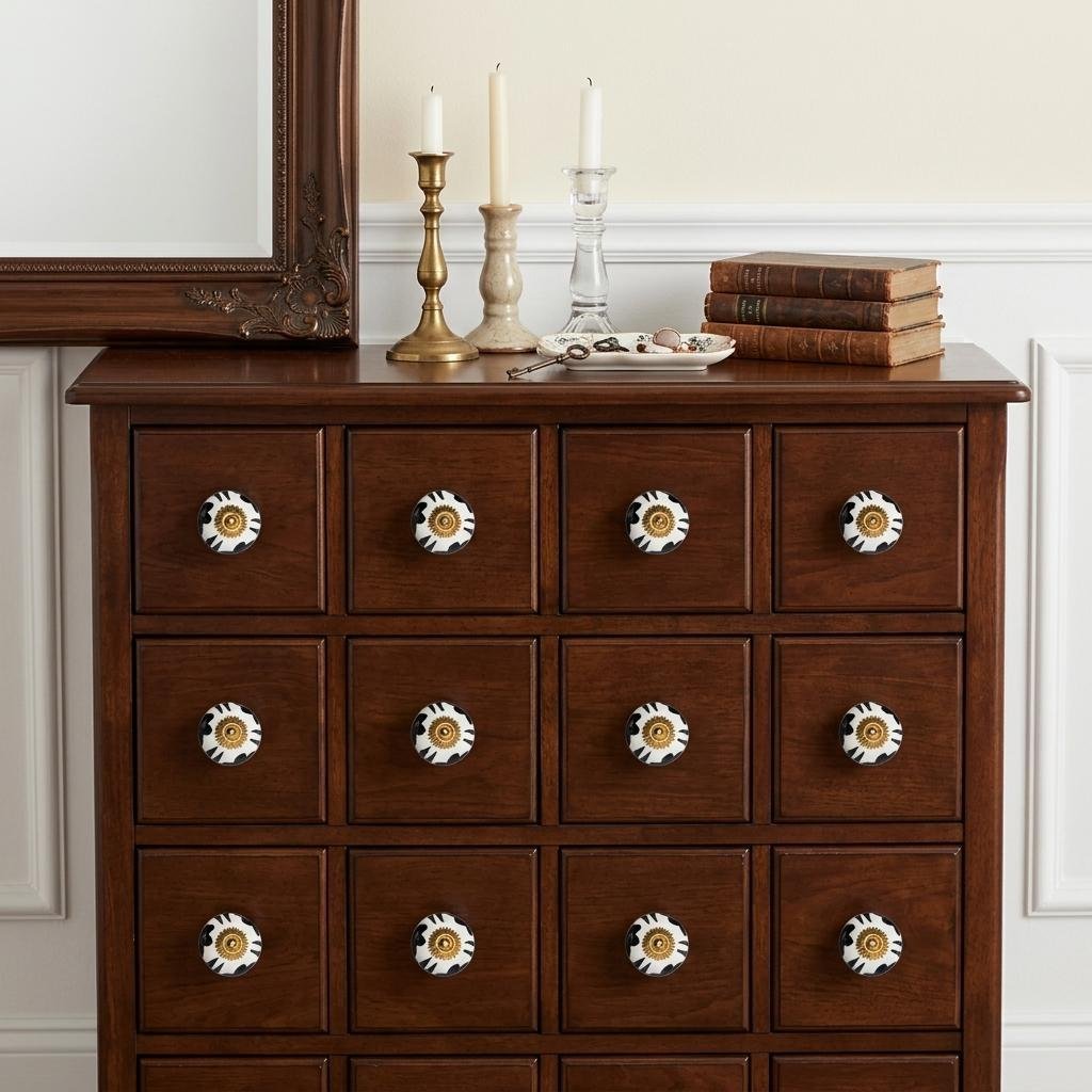 1.5" X 1.5" X 1.5" White Black And Yellow Knobs 12 Pack