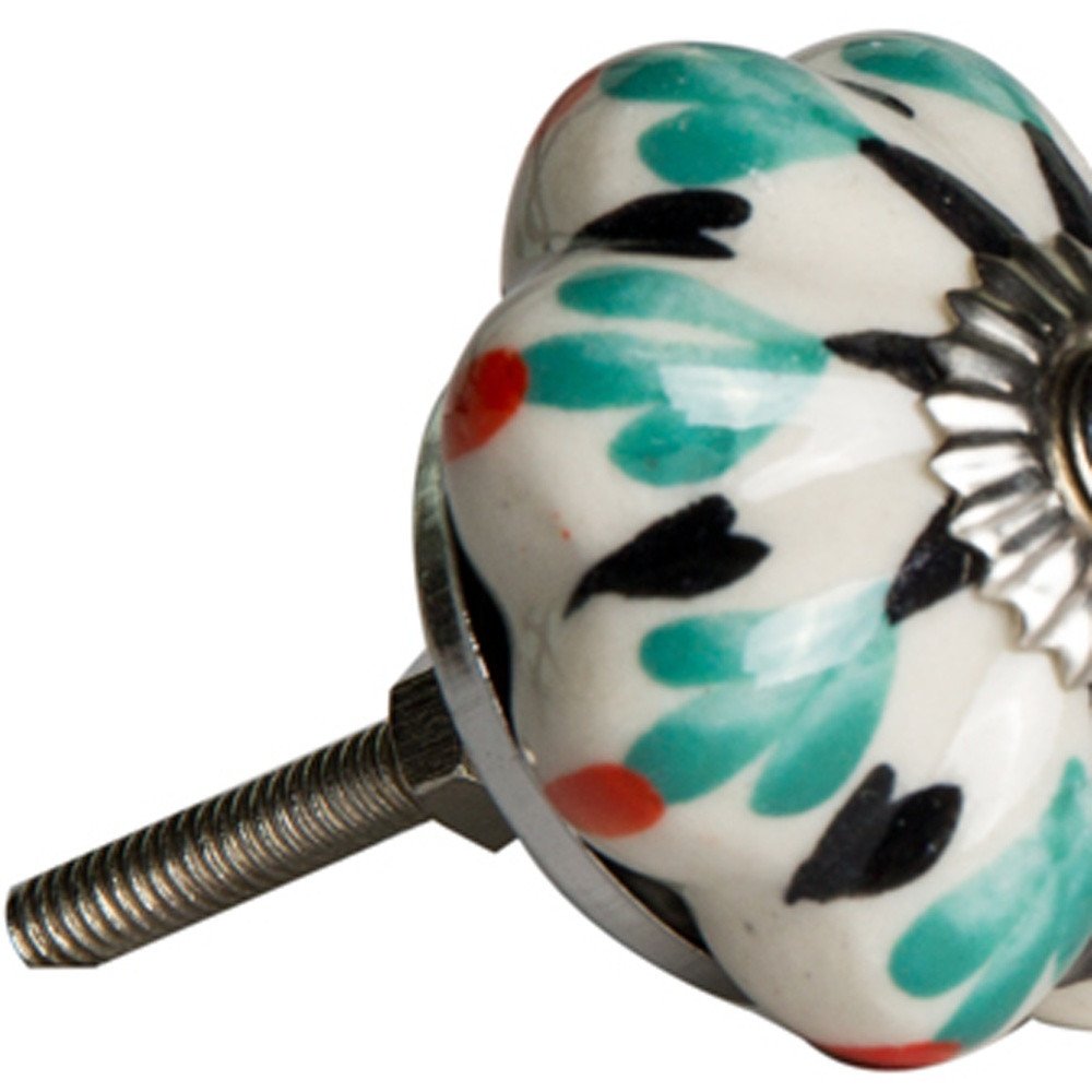 Set of Eight Green And Black Ceramic Drawer Pull Knobs - Image 3