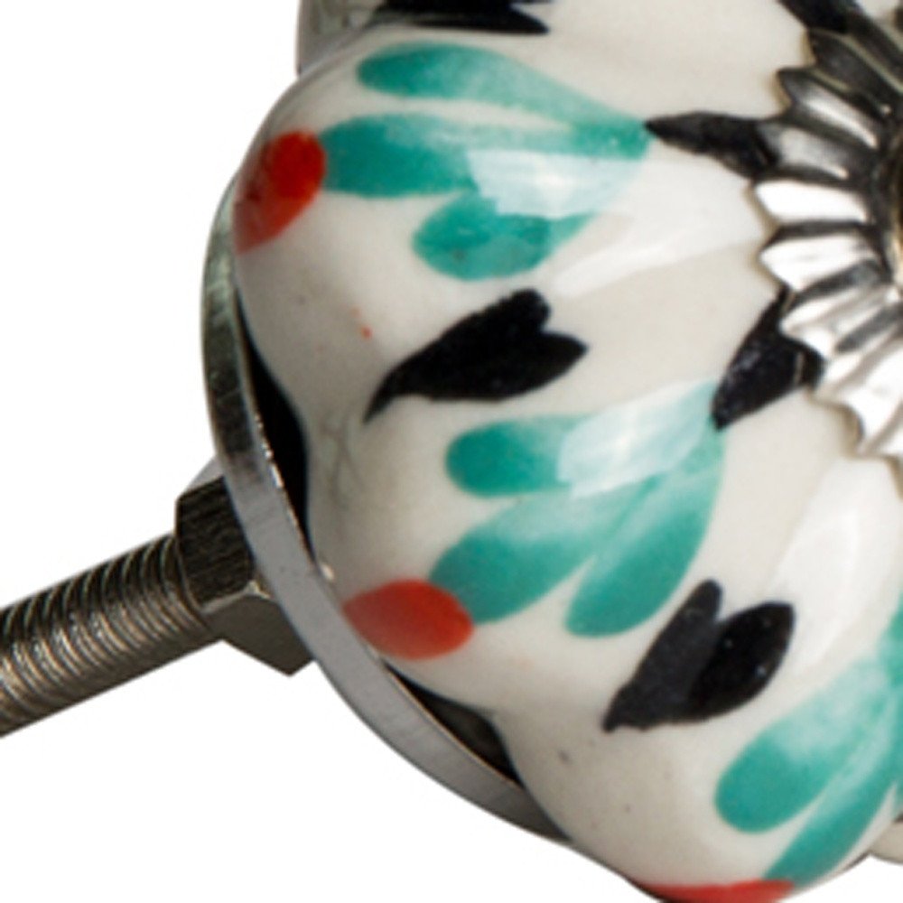Set of Eight Green And Black Ceramic Drawer Pull Knobs - Image 4