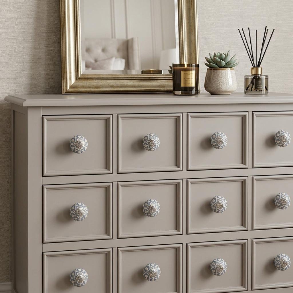 1.5" X 1.5" X 1.5" Blue Cream (Beige) With Silver Knobs 12 Pack