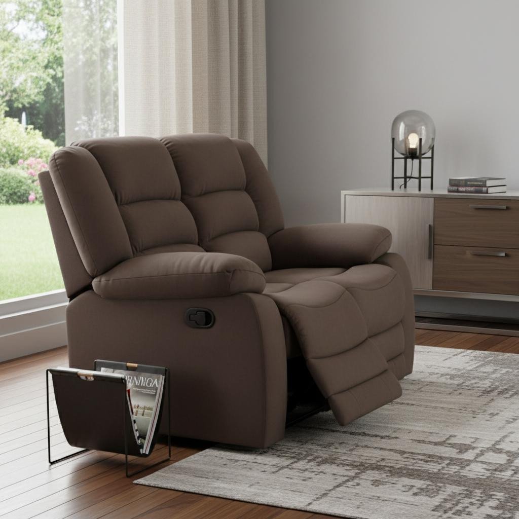 40" Contemporary Brown Fabric Sofa