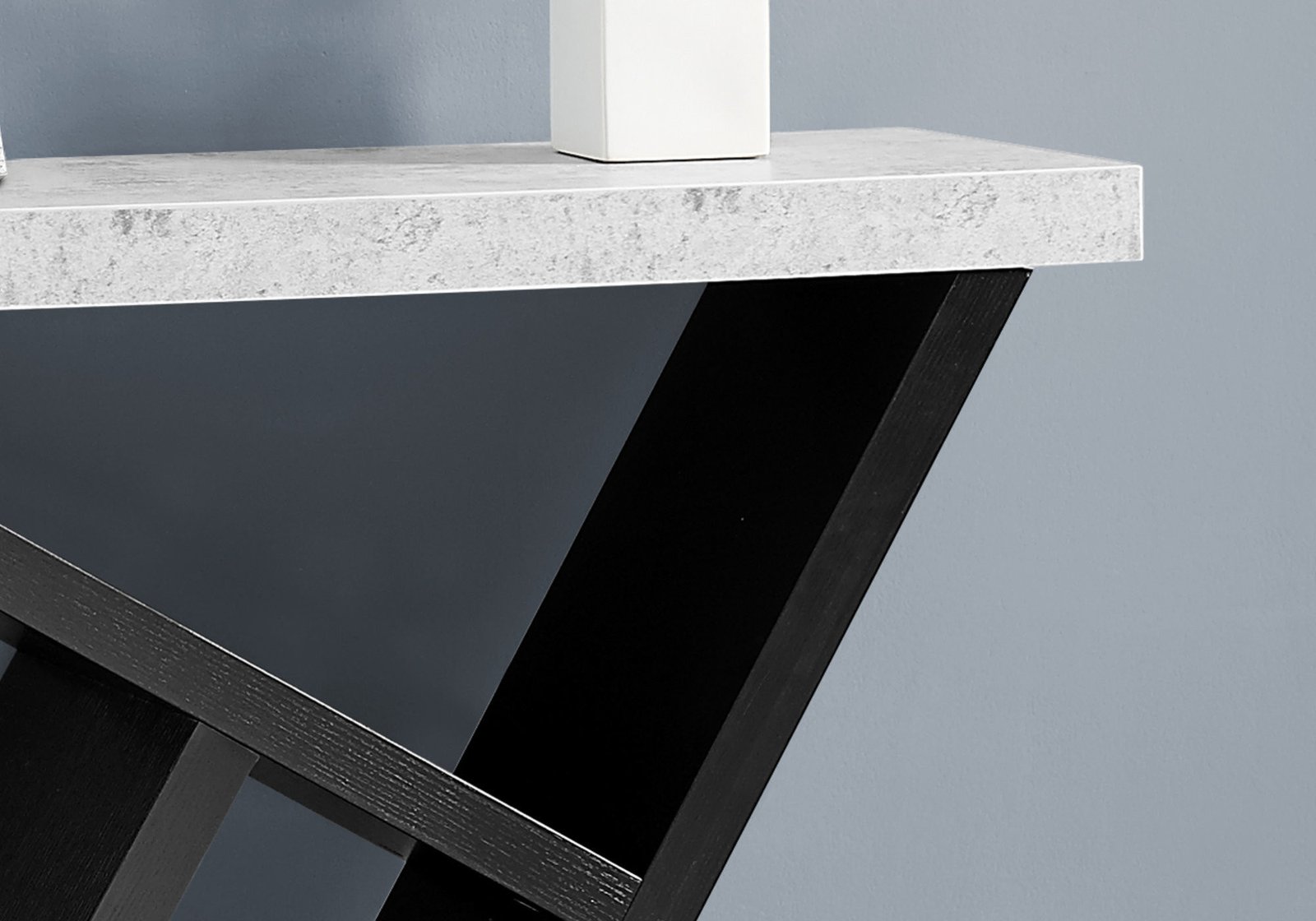 36" Gray and Black Abstract Console Table With Shelves - Image 7