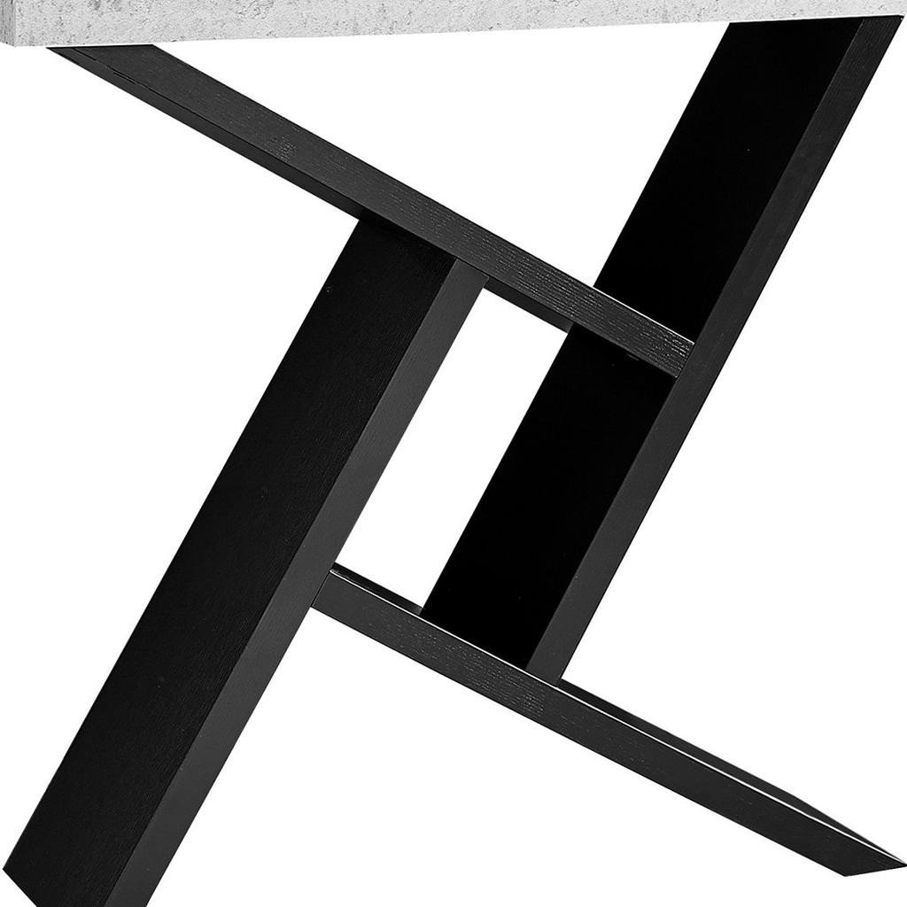 36" Gray and Black Abstract Console Table With Shelves - Image 4
