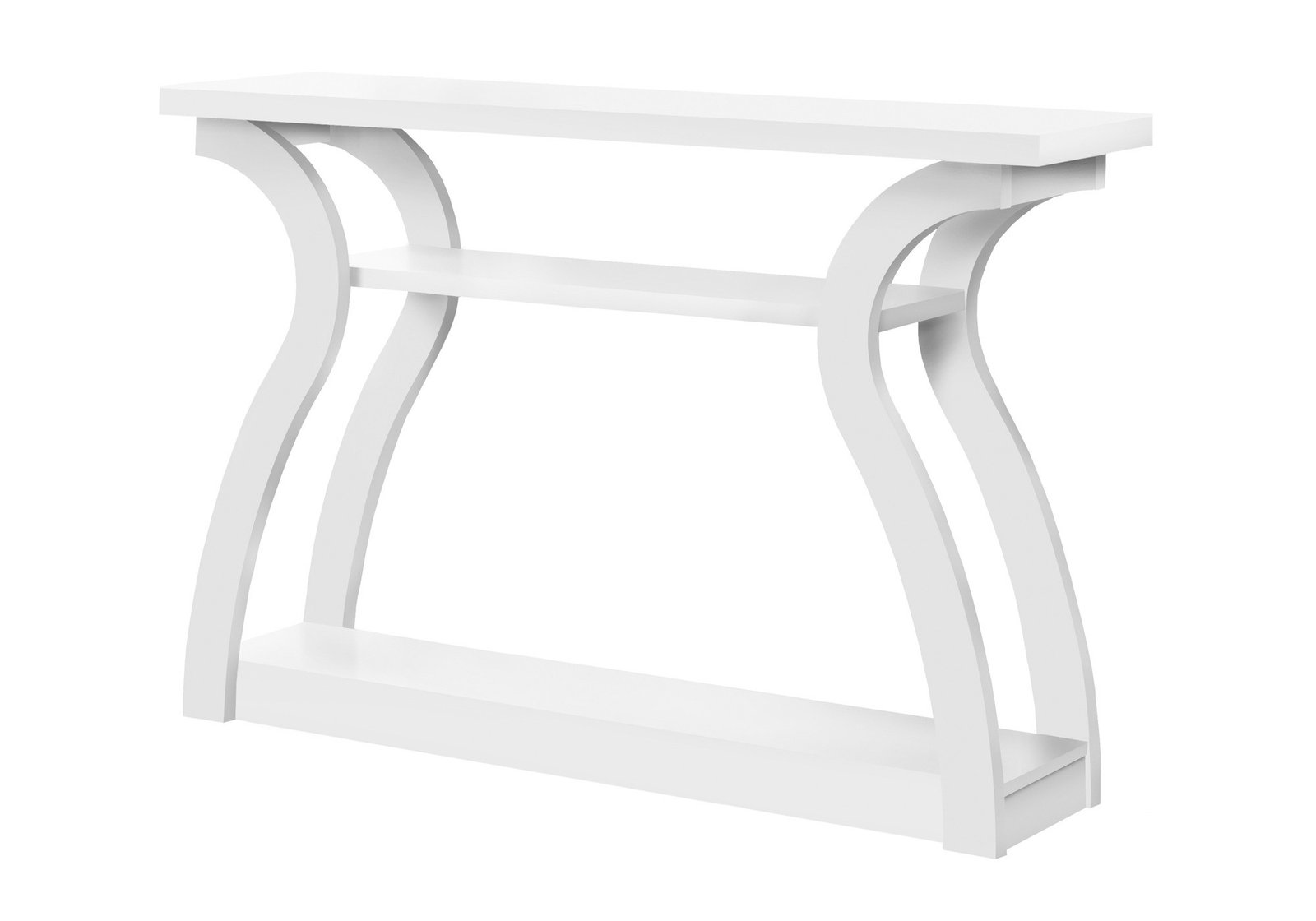 47" White Floor Shelf Console Table With Shelves - Image 2
