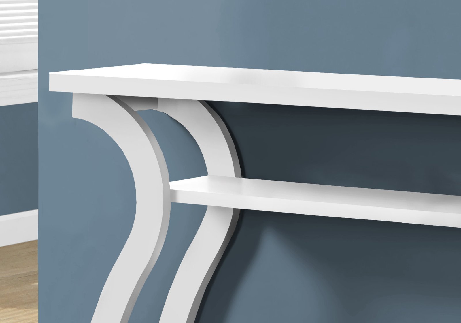 47" White Floor Shelf Console Table With Shelves - Image 6