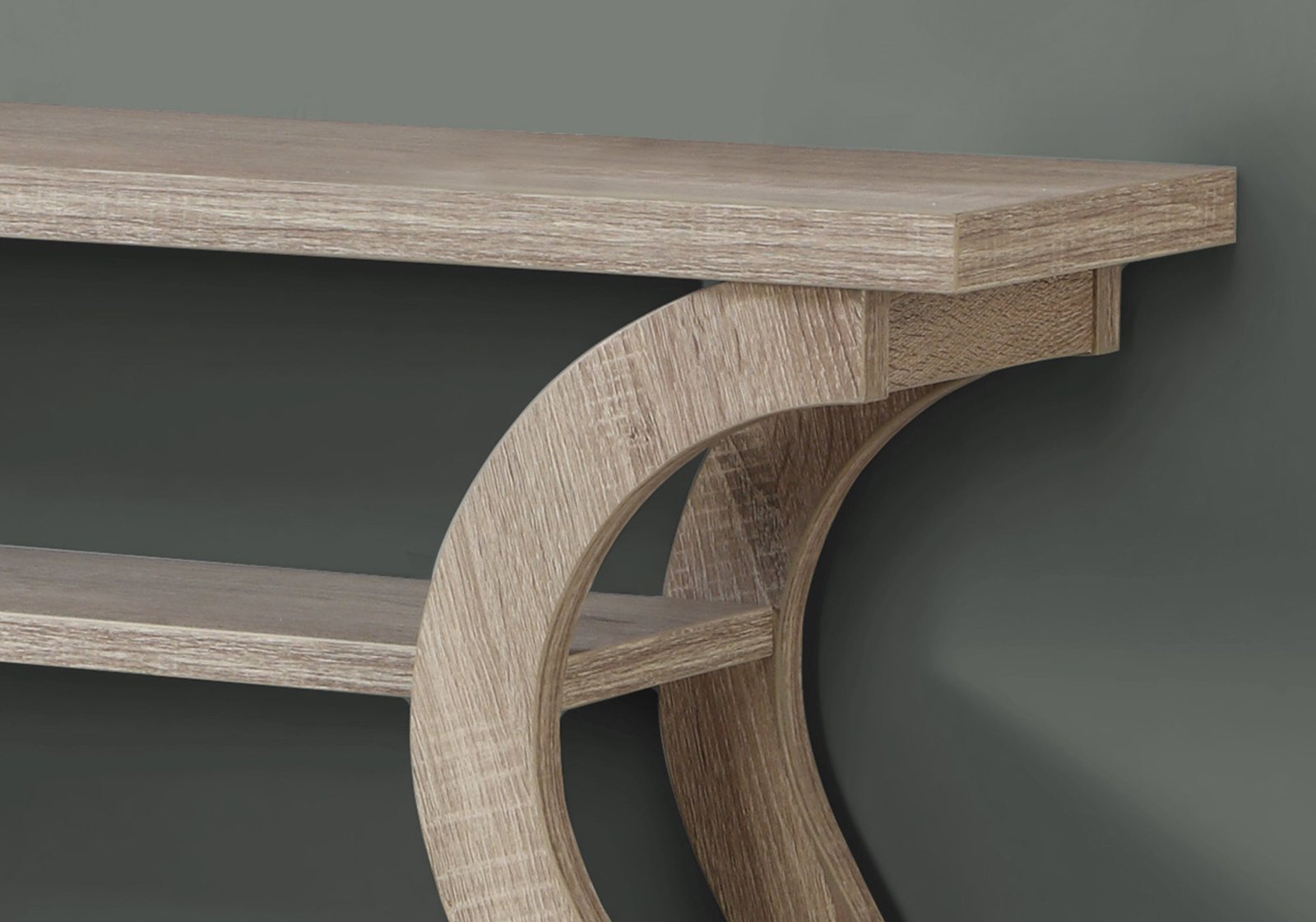 47" Taupe Floor Shelf Console Table With Storage - Image 5