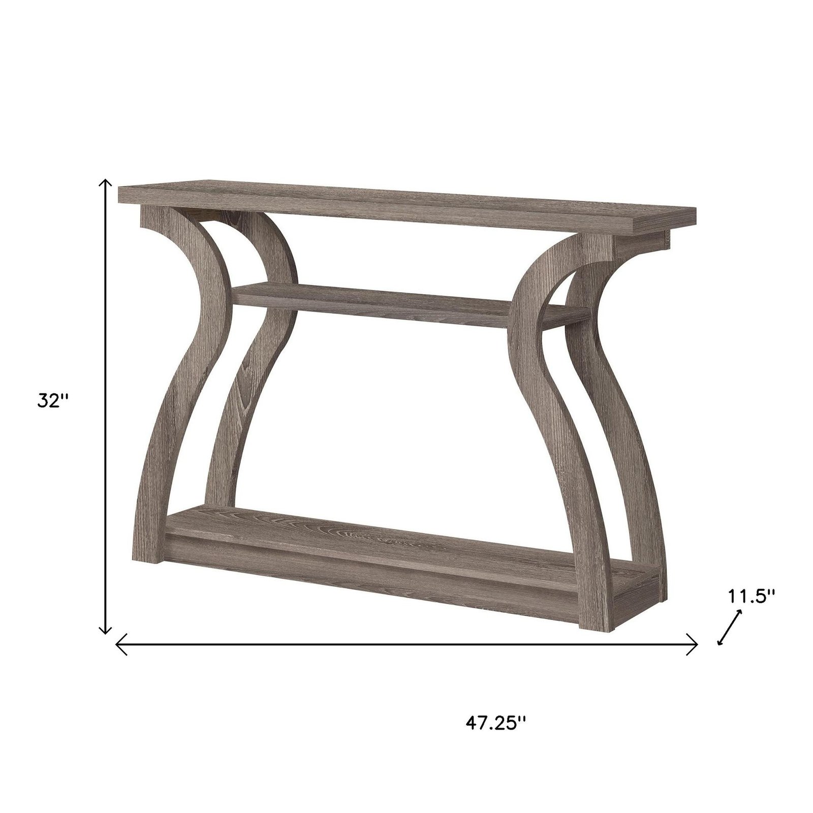 47" Taupe Floor Shelf Console Table With Storage - Image 8