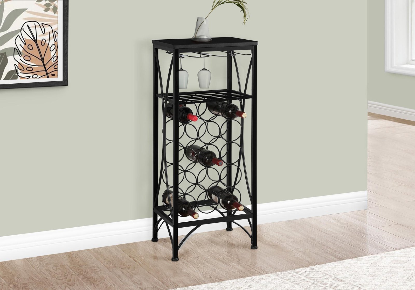 41" Black Stainless Steel Wine Rack - Image 5