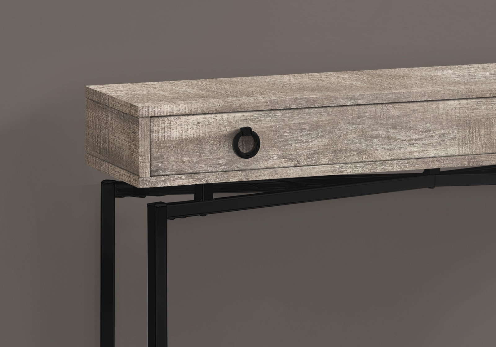 43" Taupe And Black Cross Leg Console Table - Image 7