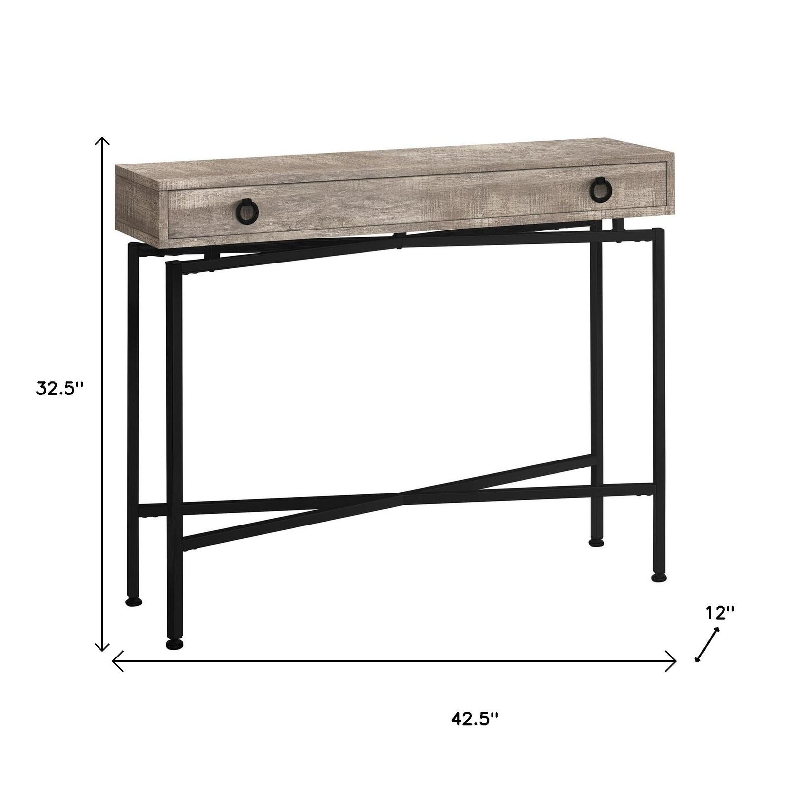 43" Taupe And Black Cross Leg Console Table - Image 8