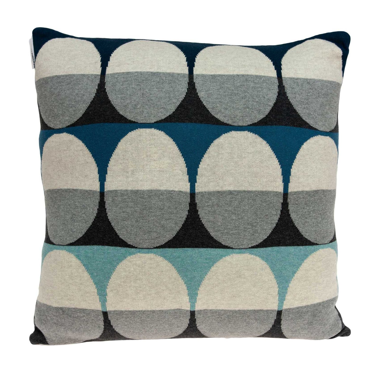 20" Blue Gray And Ivory Geometric Cotton Throw Pillow - Image 2