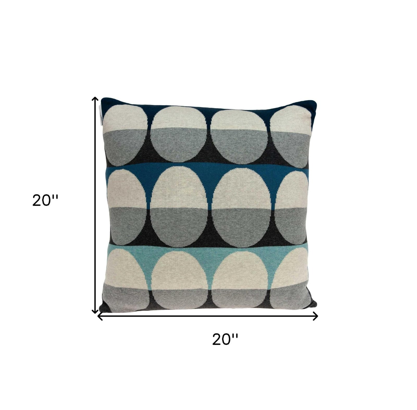 20" Blue Gray And Ivory Geometric Cotton Throw Pillow - Image 5