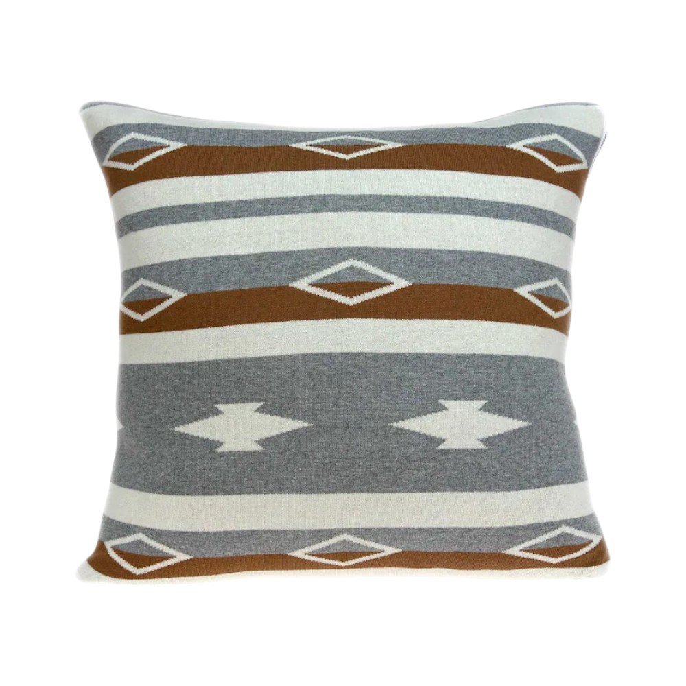 20" Brown Gray And Ivory Southwestern Cotton Throw Pillow - Image 2