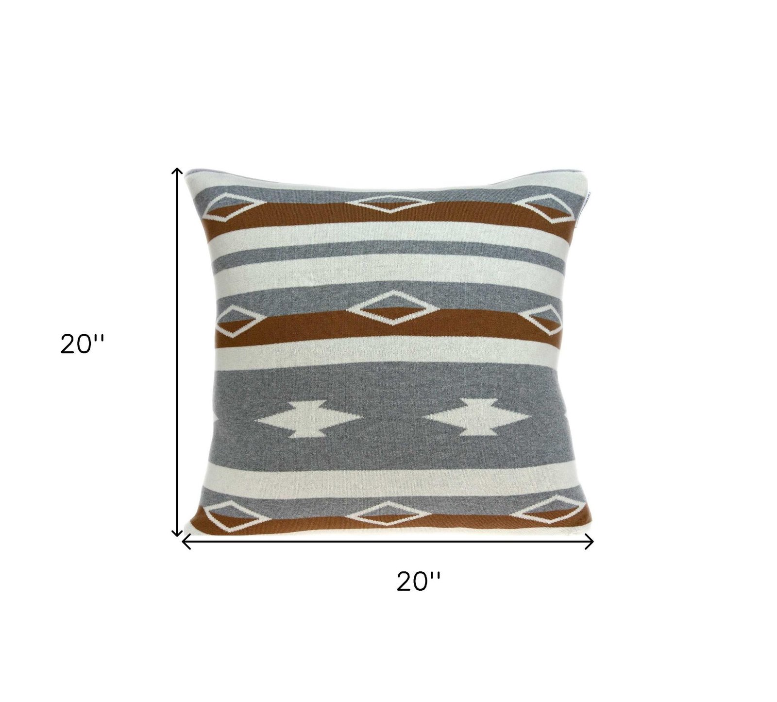 20" Brown Gray And Ivory Southwestern Cotton Throw Pillow - Image 5