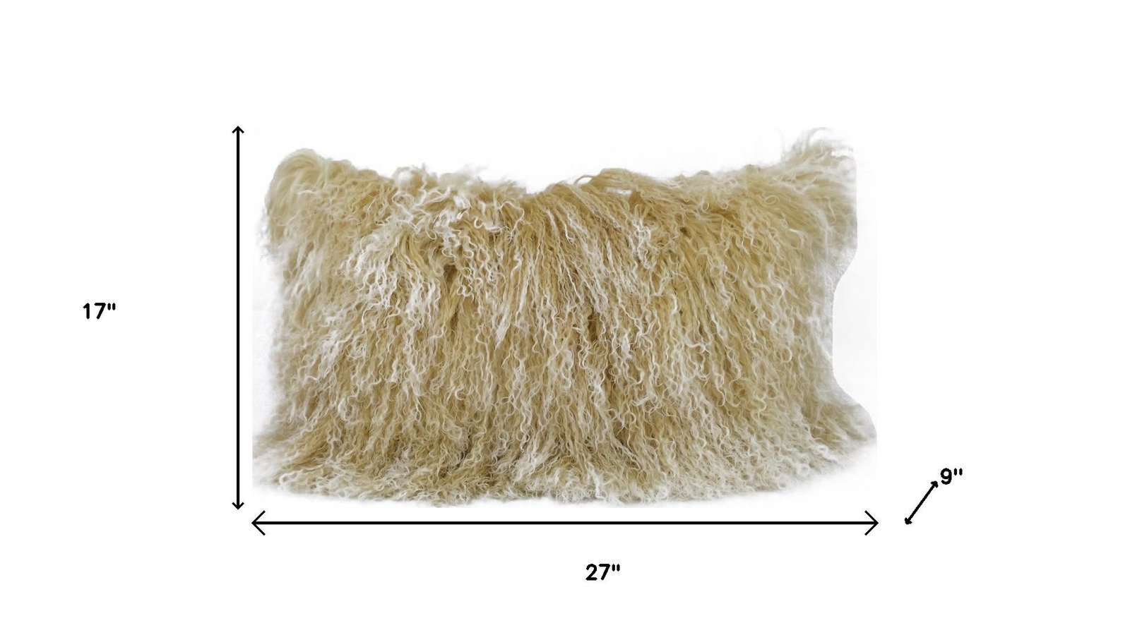 20" Gold Genuine Tibetan Lamb Fur Pillow With Microsuede Backing - Image 3