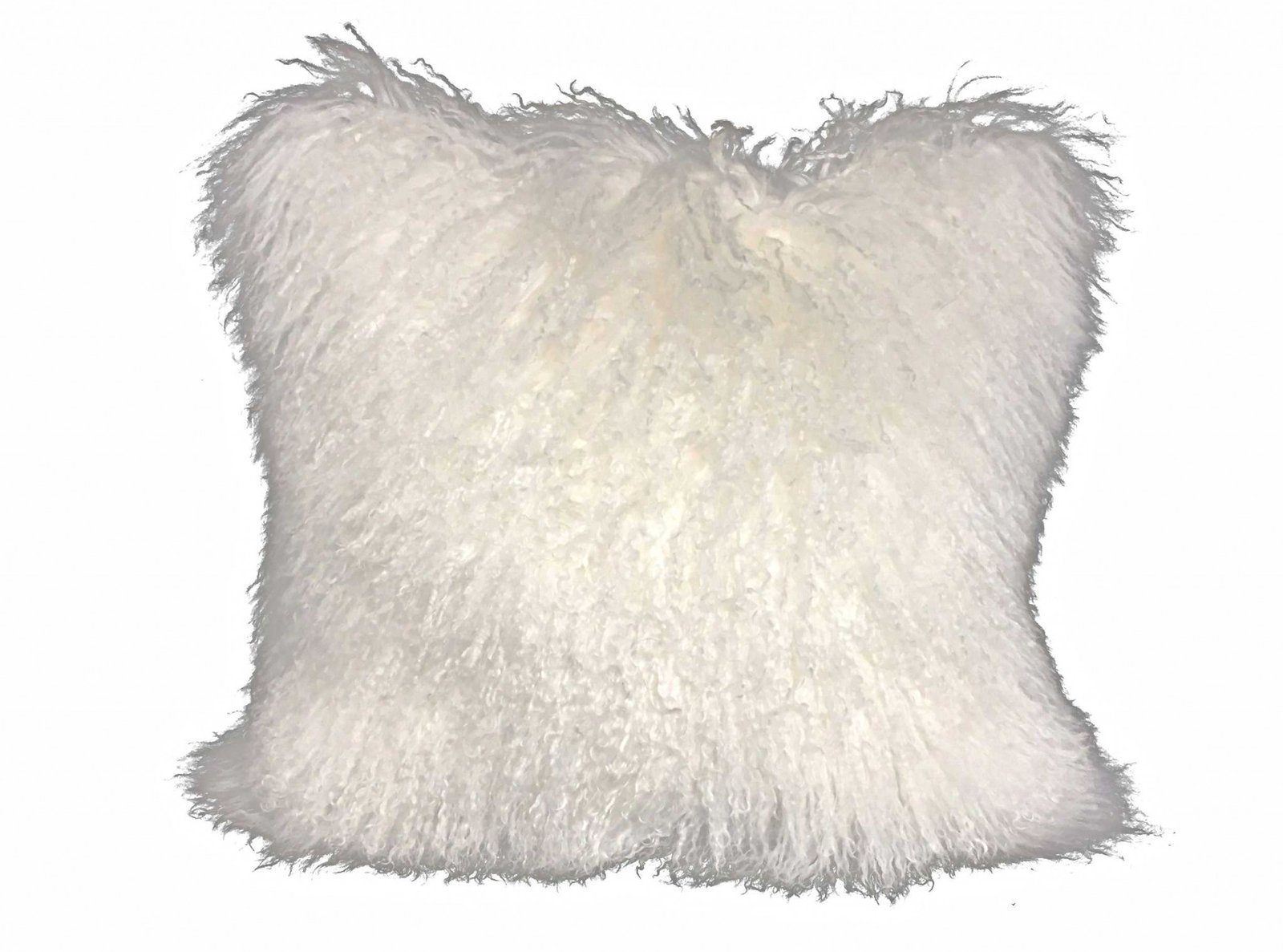 20" Bright White Genuine Tibetan Lamb Fur Pillow With Microsuede Backing - Image 2
