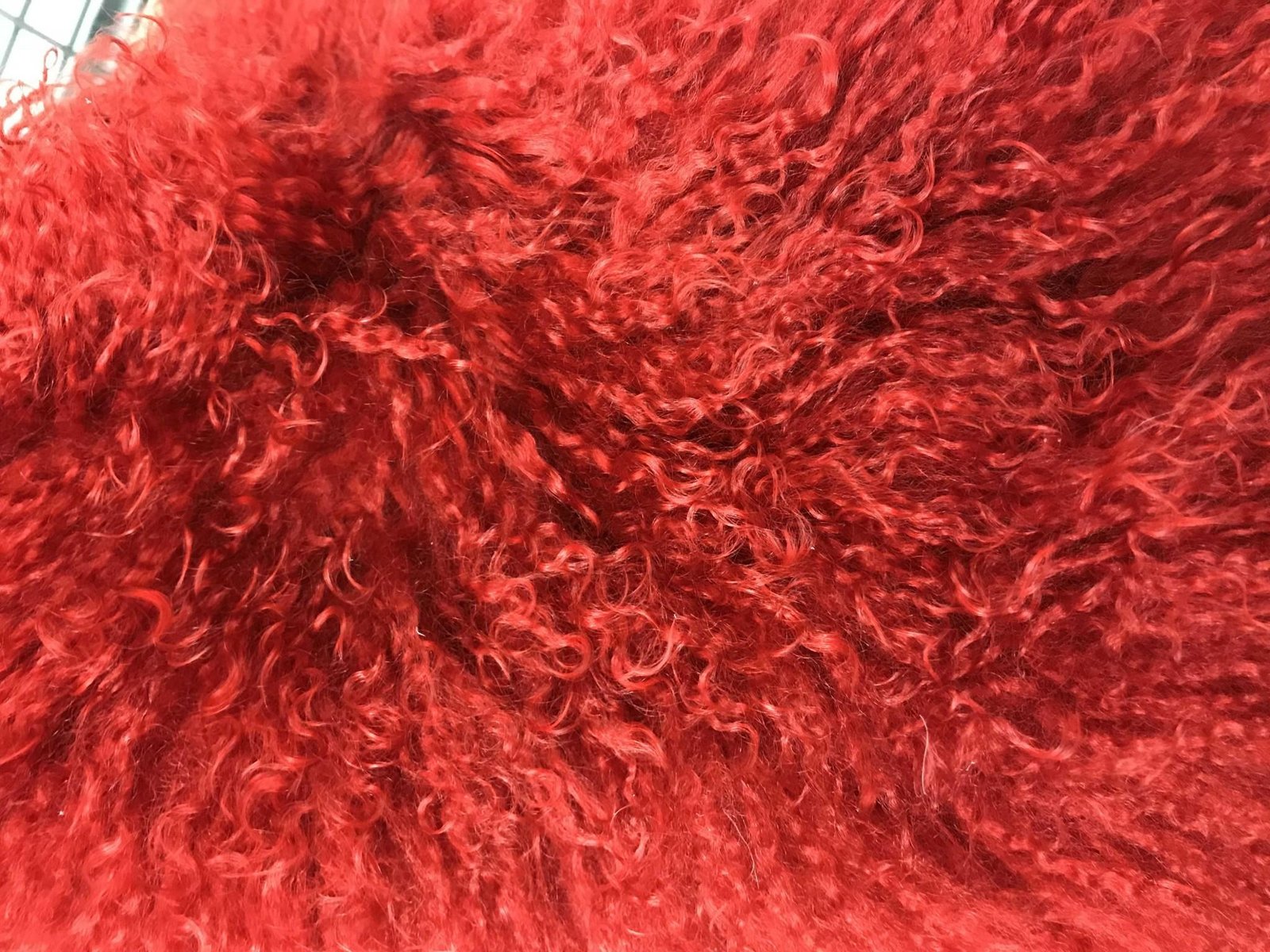 20" Red Genuine Tibetan Lamb Fur Pillow With Microsuede Backing - Image 6