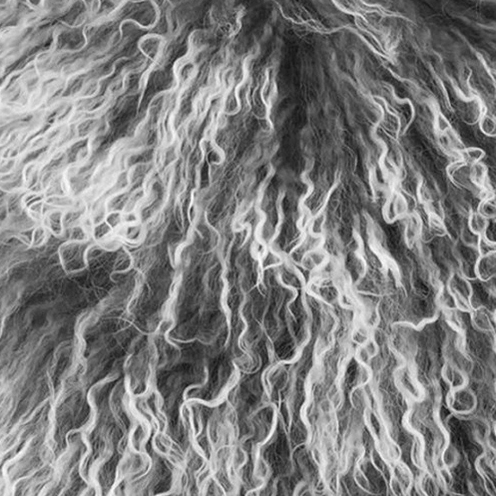 24" Grey Genuine Tibetan Lamb Fur Pillow With Microsuede Backing - Image 5