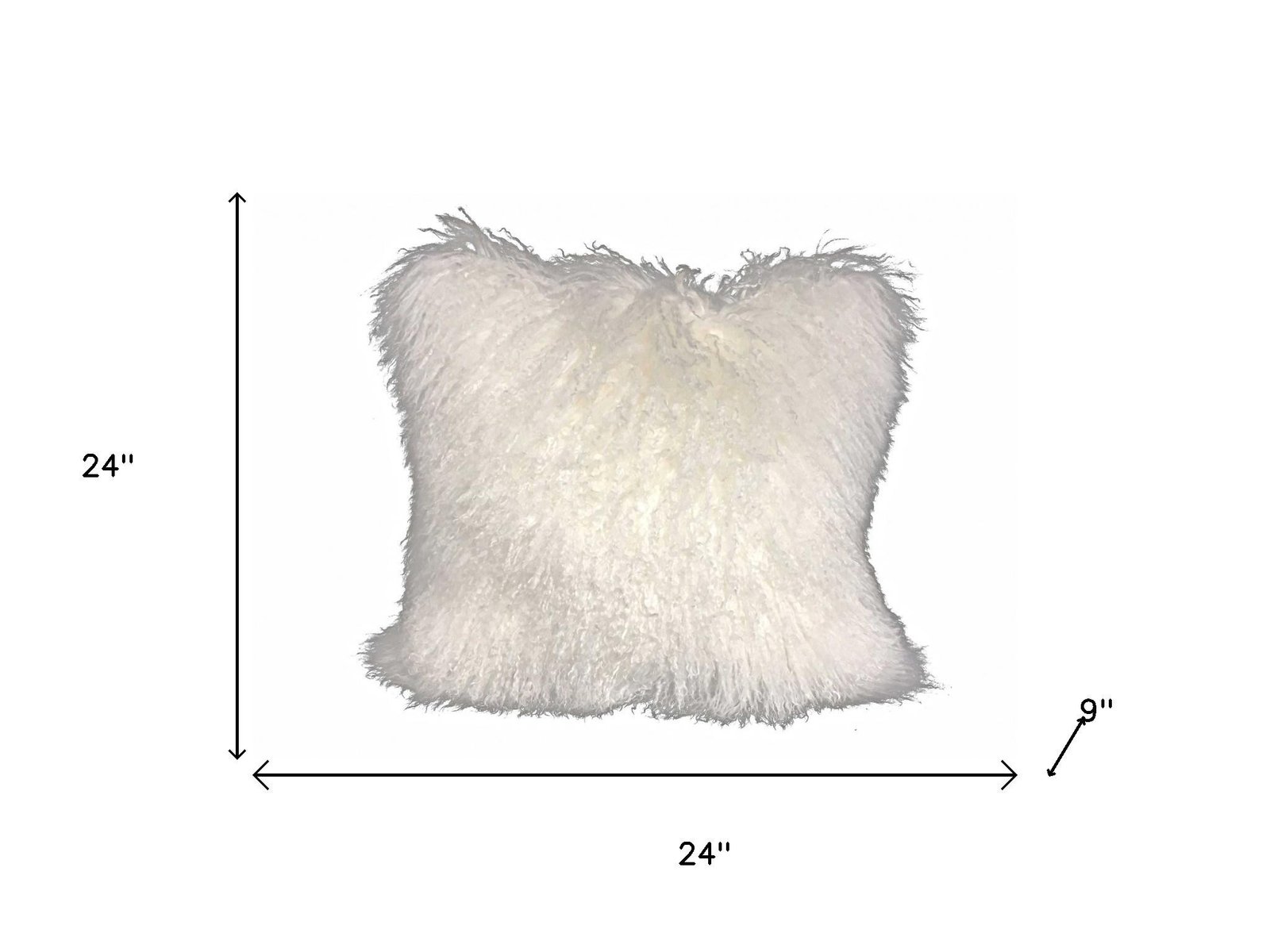 24" Bright White Genuine Tibetan Lamb Fur Pillow With Microsuede Backing - Image 5