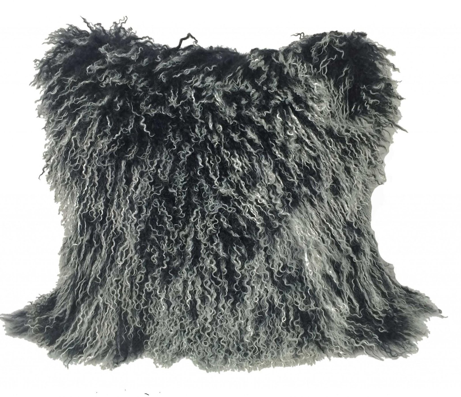 24" Black Genuine Tibetan Lamb Fur Pillow With Microsuede Backing - Image 2