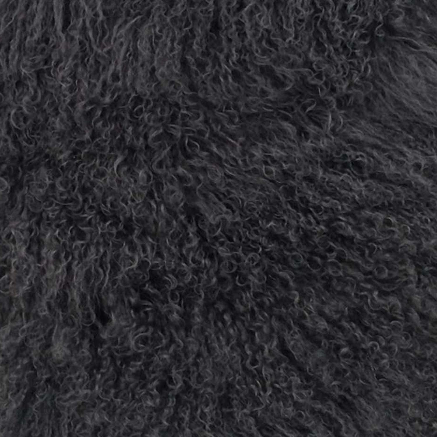 24" Charcoal Genuine Tibetan Lamb Fur Pillow With Microsuede Backing - Image 6