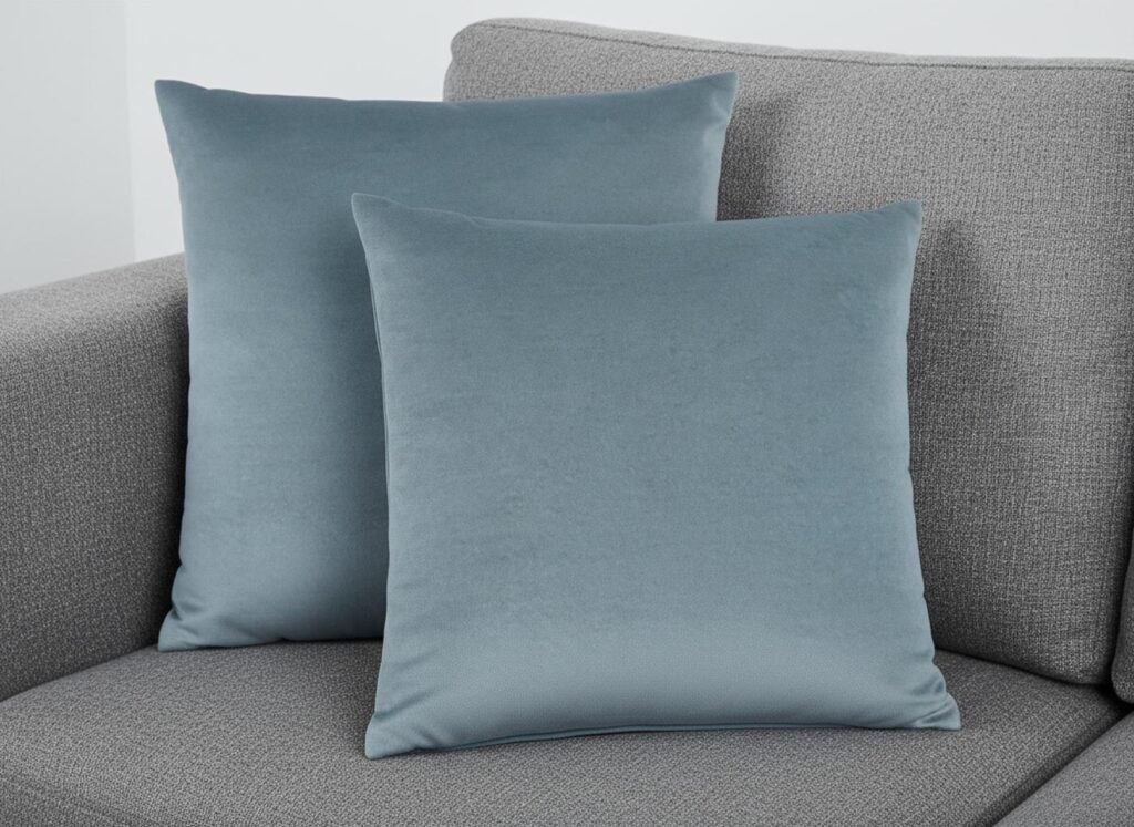 Set of Two 18" Blue Satin Throw Pillows