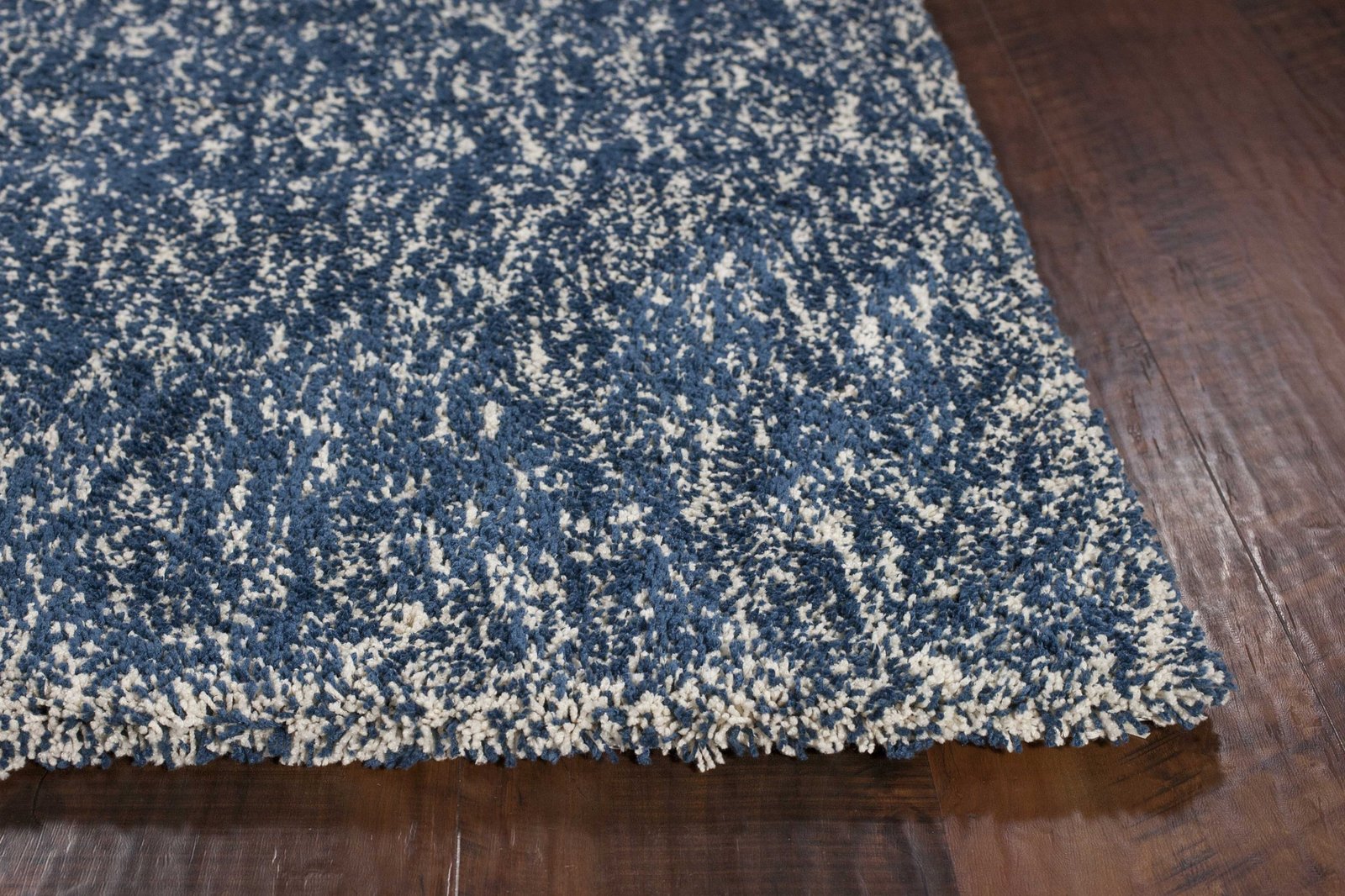 8' X 11' Indigo And Ivory Abstract Shag Hand Woven Area Rug - Image 7