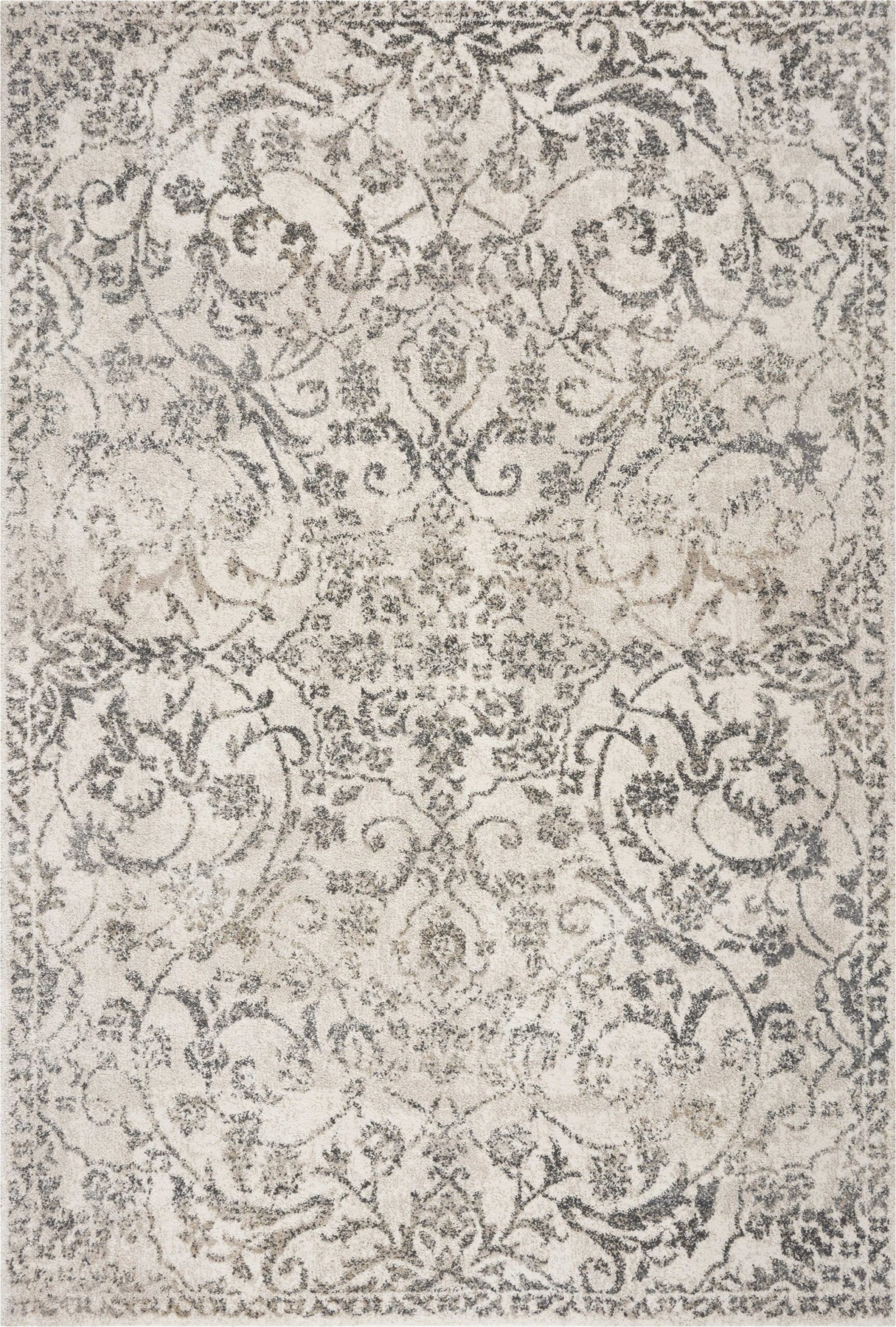 9' X 13' Ivory And Brown Floral Medallion Distressed Area Rug - Image 2