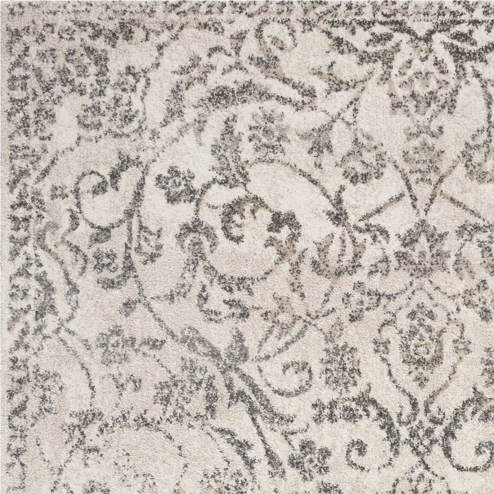 9' X 13' Ivory And Brown Floral Medallion Distressed Area Rug - Image 3