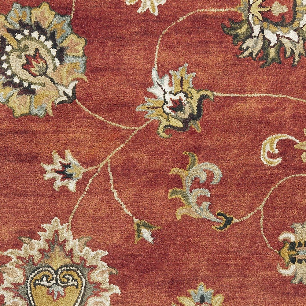 3' X 5' Sienna Gold And Green New Zealand Lambs Wool Floral Vines Hand Tufted Area Rug - Image 5